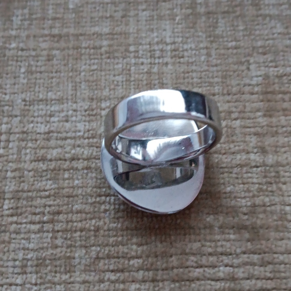 Silver Synthetic Red Stone Set Ring - Picture 5 of 14